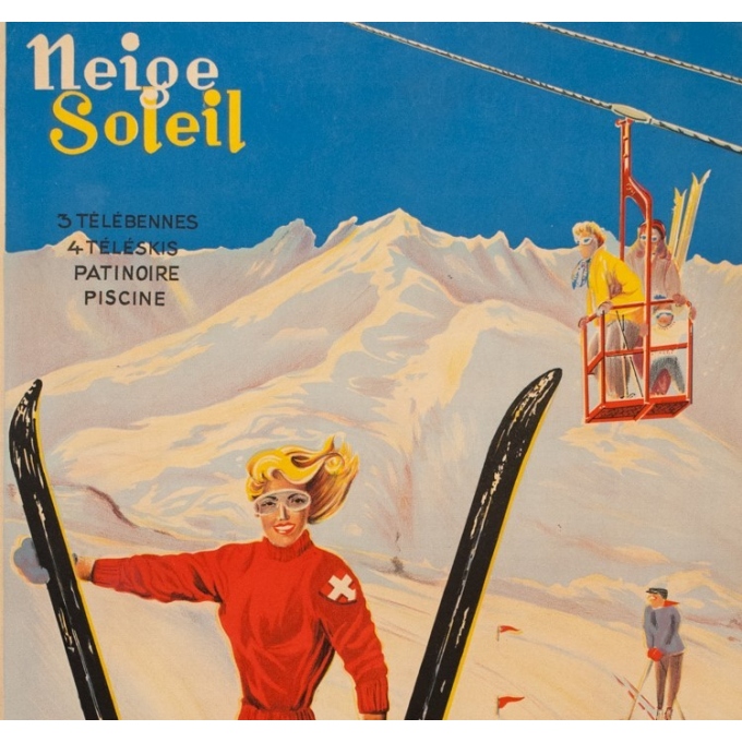 Affiche ancienne de voyage - Anonyme - 1946 - Valloire - 100 par 61.5 cm - 2