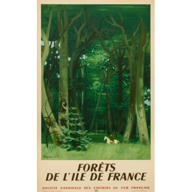 Affiche ancienne de voyage - Chaplin - 1949 - Forêts De L'Ile De France - 100 par 61 cm
