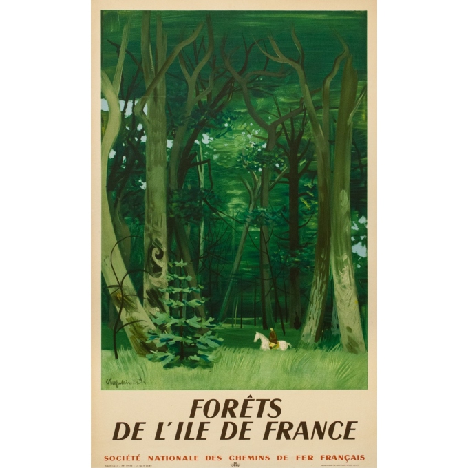 Vintage travel poster - Chaplin - 1949 - Forêts De L'Ile De France - 39.4 by 24 inches