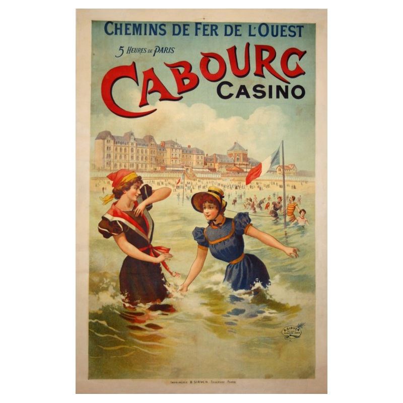 Orignal french vintage poster of western France : Cabourg casino. Elbé Paris.