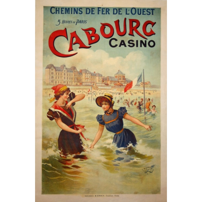 Orignal french vintage poster of western France : Cabourg casino. Elbé Paris.