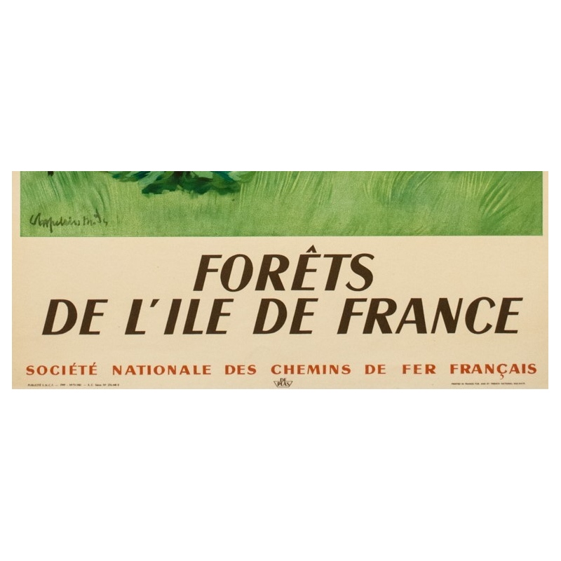 Affiche ancienne de voyage - Chaplin - 1949 - Forêts De L'Ile De France - 100 par 61 cm - 3