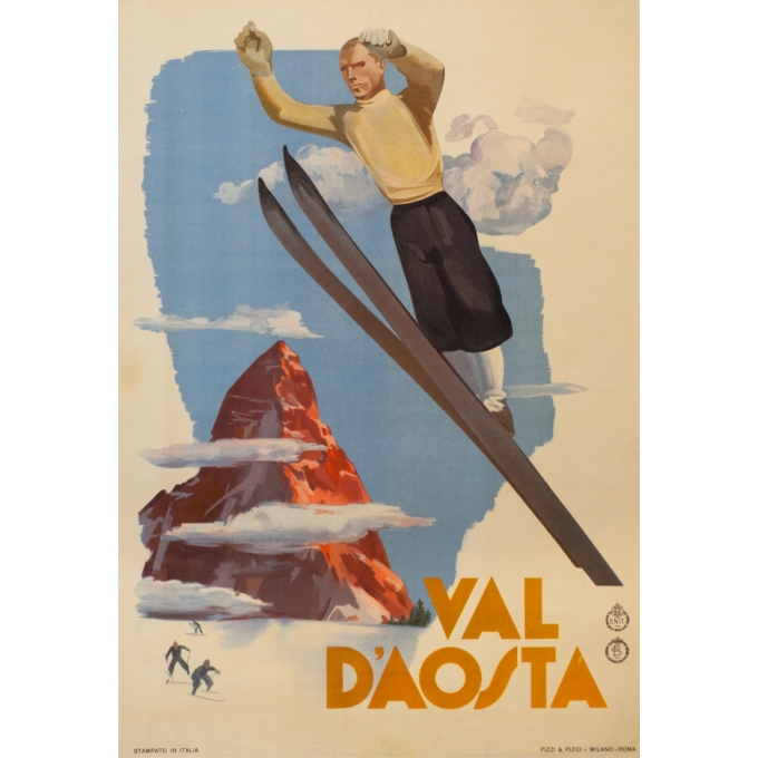 Affiche ancienne de voyage - Anonyme - circa 1930 - Val D'Aosta Val D'Aoste - 97 par 66 cm