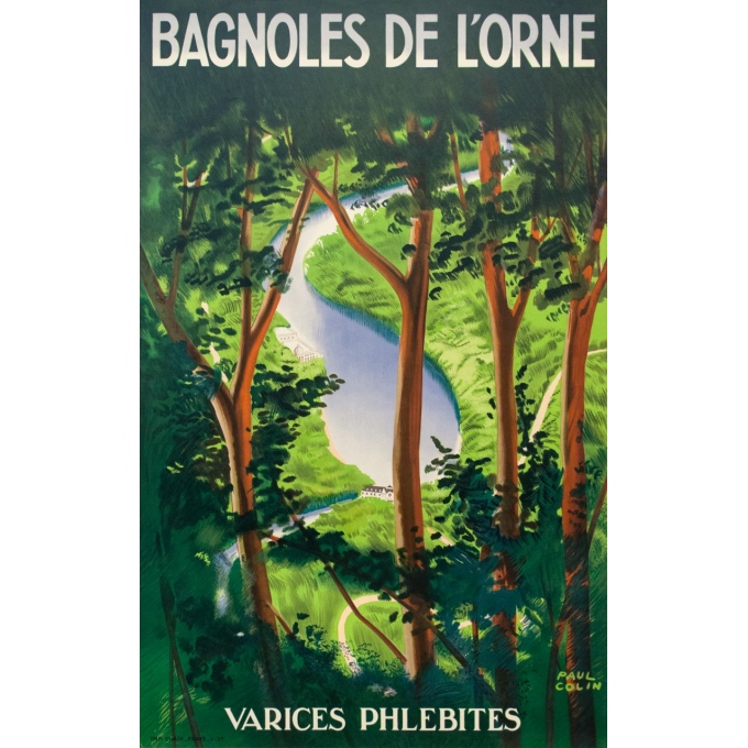 Vintage travel poster - Paul Colin - 1937 - Bagnole De L'Orne - 39.8 by 24.6 inches