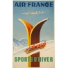 Vintage travel poster - A.Kow - 1951 - Air France Sports D'Hiver - 39 by 24.4 inches