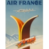 Affiche ancienne de voyage - A.Kow - 1951 - Air France Sports D'Hiver - 99 par 62 cm - 2