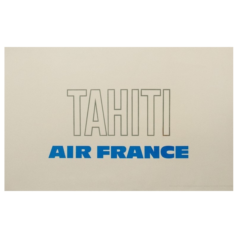 Vintage travel poster - Raymond Pagès - 1970 - Air France Tahiti - 39.2 by 25 inches - 3