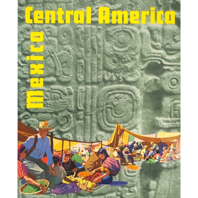 Affiche ancienne de voyage - Stenberry - 1959 - Mexico Central America Pan Am - 106.5 par 71 cm - 2 Affiche ancienne de voyage - Stenberry - 1959 - Mexico Central America Pan Am - 106.5 par 71 cm - 2