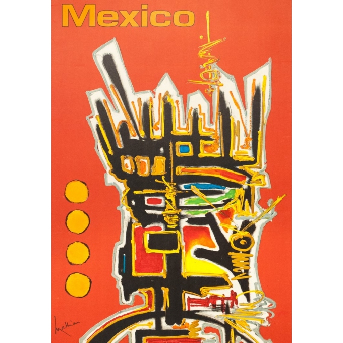 Vintage travel poster - Mathieu - 1968 - Air France Mexico - 39.2 by 23.8 inches - 2