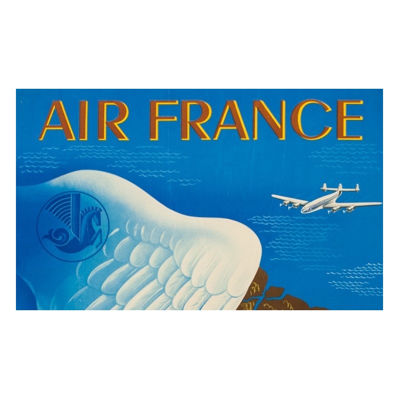 Affiche ancienne de voyage - Lucien Boucher - 1950 - Air France Amérique Du Sud - 99 par 61 cm - 2