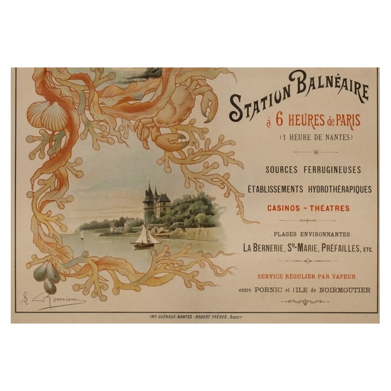 Affiche ancienne de voyage - Romieux - Circa 1900 - Pornic Sur L'Océan - 110 par 76 cm - 3