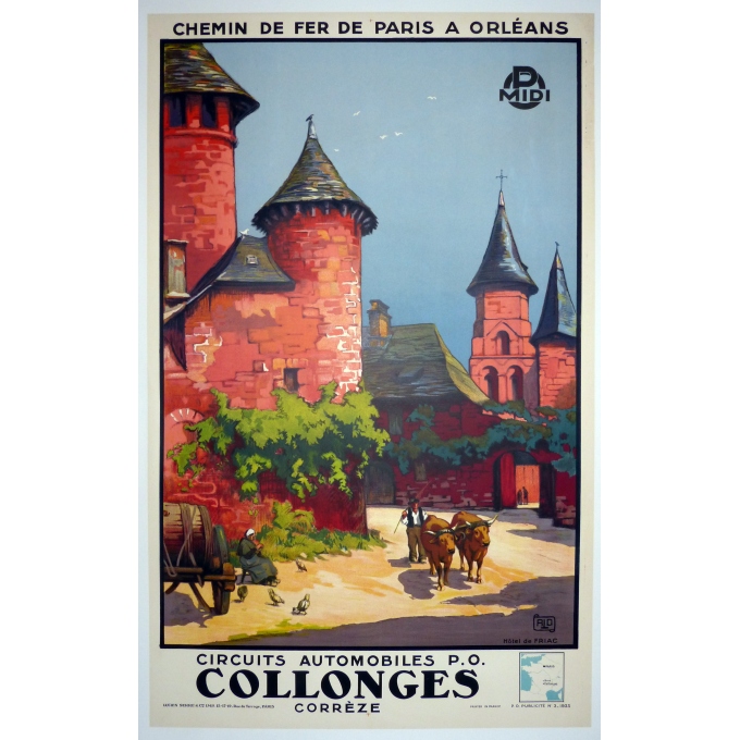 Affiche Collonges corrèze chemin de fer de Paris à Orléans. Elbé Paris.