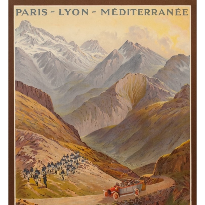 Vintage travel poster - Emanuel Brun - 1912 - Route Du Col De Vars - 42.7 by 30.9 inches - 2