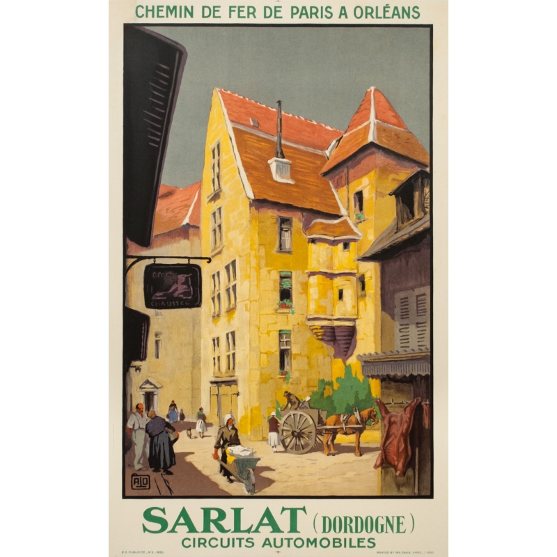 Vintage travel poster - Hallo - 1930 - Sarlat Dordogne - 39.4 by 24.4 inches