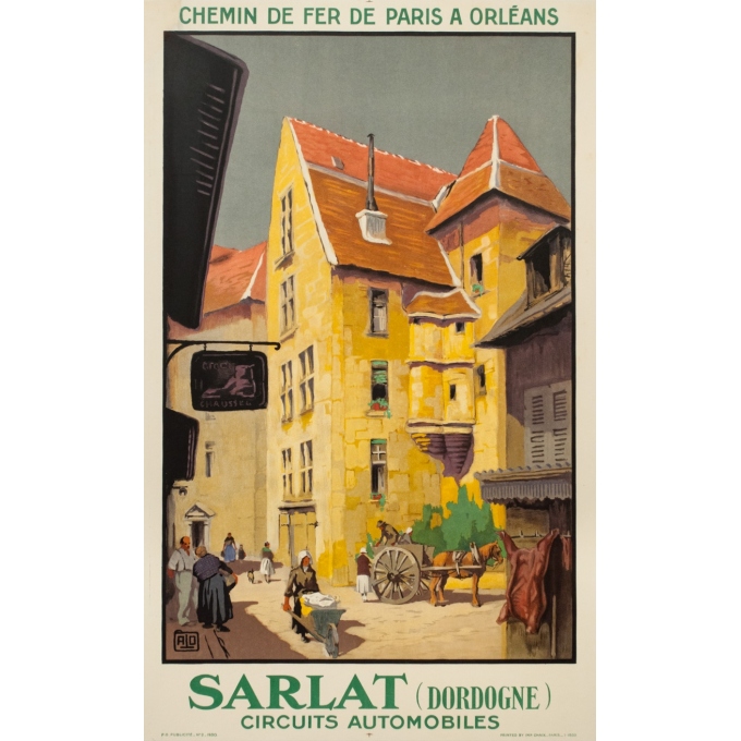 Vintage travel poster - Hallo - 1930 - Sarlat Dordogne - 39.4 by 24.4 inches