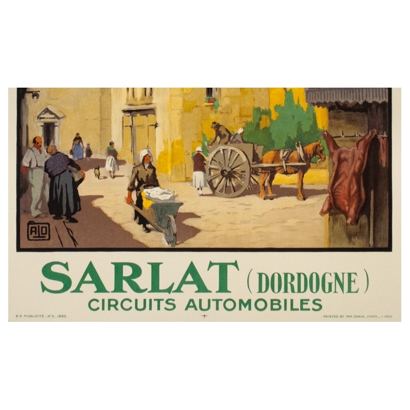 Vintage travel poster - Hallo - 1930 - Sarlat Dordogne - 39.4 by 24.4 inches - 3
