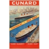 Vintage travel poster - Anonyme - Circa 1950 - Cunard Cherbourg New York - 40.2 by 24.8 inches