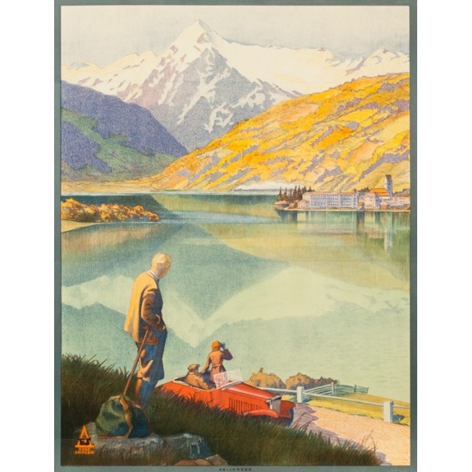 Vintage travel poster - Exax Sptizer - Circa 1935 - Chemin De Fer Fédéreaux D'Autriche Zellersee - 37.4 by 25.2 inches - 2