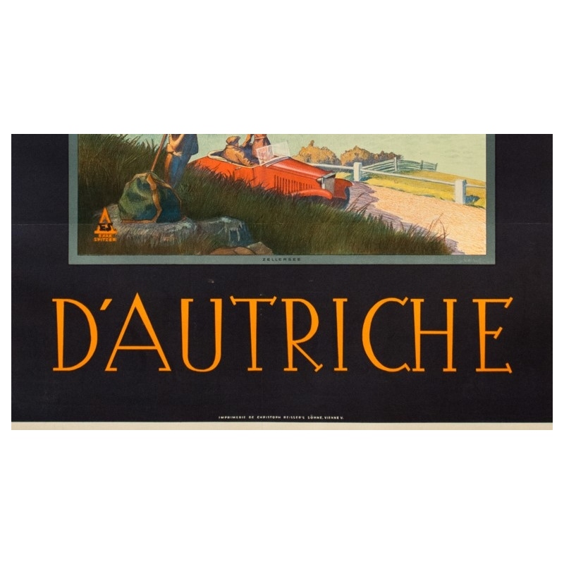 Affiche ancienne de voyage - Exax Sptizer - Circa 1935 - Chemin De Fer Fédéreaux D'Autriche Zellersee - 95 par 64 cm - 3