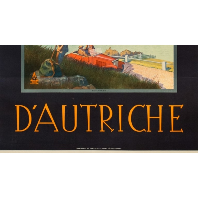 Affiche ancienne de voyage - Exax Sptizer - Circa 1935 - Chemin De Fer Fédéreaux D'Autriche Zellersee - 95 par 64 cm - 3