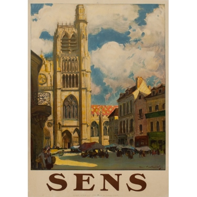 Affiche ancienne de voyage - Henri Montassier - Circa 1910 - Sens - 106.5 par 76 cm