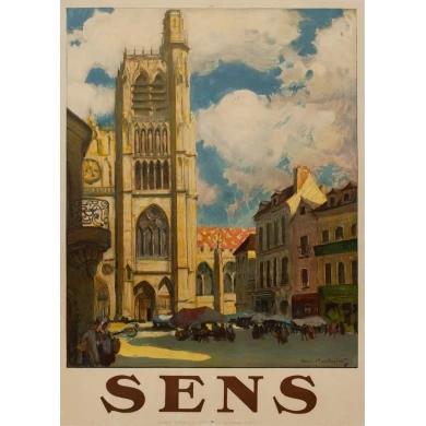 Vintage travel poster - Henri Montassier - Circa 1910 - Sens - 41.9 by 29.9 inches