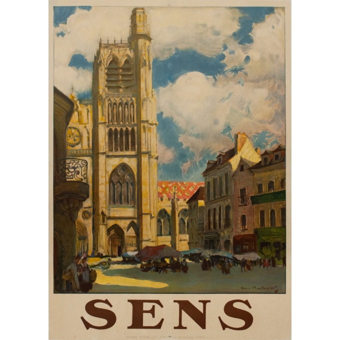 Affiche ancienne de voyage - Henri Montassier - Circa 1910 - Sens - 106.5 par 76 cm