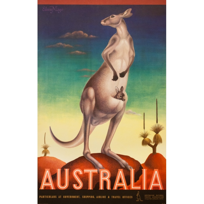 Affiche ancienne de voyage - Eileen Mayo - Circa 1950 - Australia Australie - 100.5 par 63.5 cm