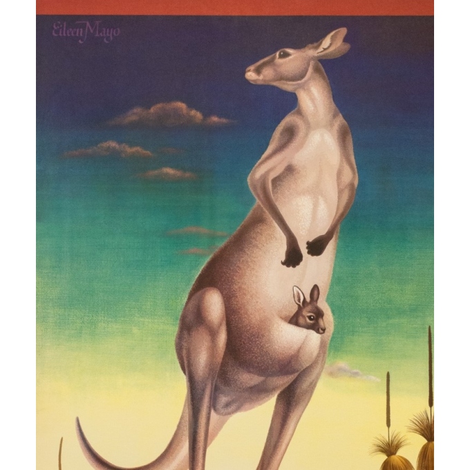 Vintage travel poster - Eileen Mayo - Circa 1950 - Australia Australie - 39.6 by 25 inches - 2