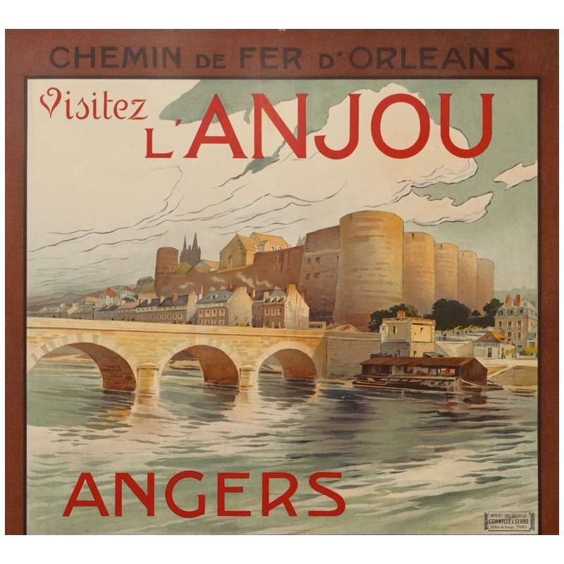 Vintage travel poster - A.Dubos - Circa 1910 - Visitez L'Anjou Angers Saumur - 42.3 by 29.5 inches - 2