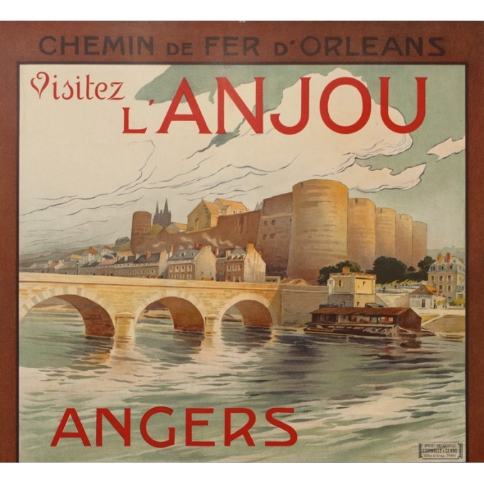 Affiche ancienne de voyage - A.Dubos - Circa 1910 - Visitez L'Anjou Angers Saumur - 107.5 par 75 cm - 2