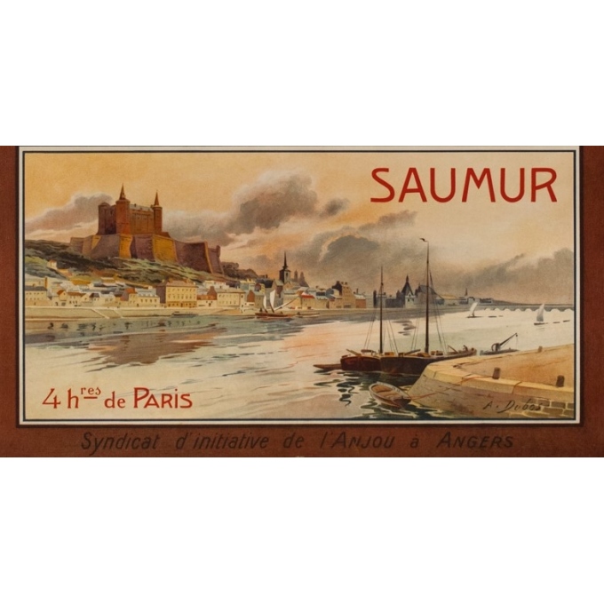 Affiche ancienne de voyage - A.Dubos - Circa 1910 - Visitez L'Anjou Angers Saumur - 107.5 par 75 cm - 3