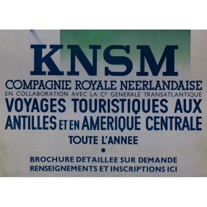Vintage travel poster - Jean Walther - Circa 1930 - Knsm Compagnie Royale Néerlandaise - 39.6 by 26.8 inches - 3 Vintage travel poster - Jean Walther - Circa 1930 - Knsm Compagnie Royale Néerlandaise - 39.6 by 26.8 inches - 3