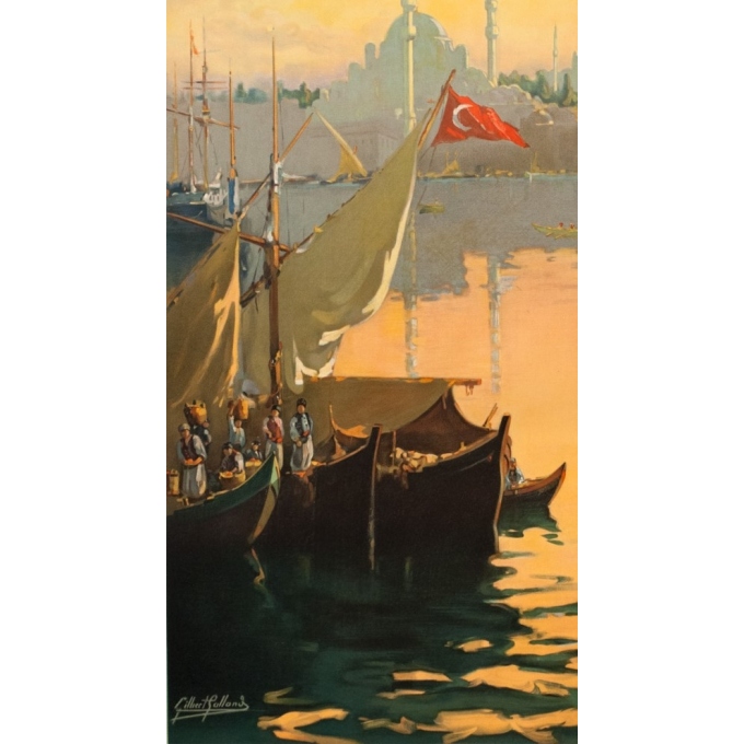 Vintage travel poster - G.Galland - Circa 1925 - En Méditerranée Par Les Messagerie Maritimes Istanbul - 39.6 by 24.4 inches - 3