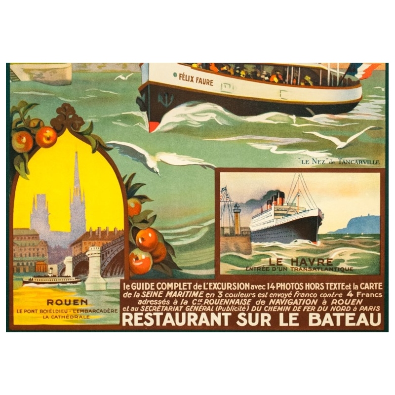 Vintage travel poster - Anonyme - Circa 1930 - De Rouen Au Havre Par La Seine Maritime - 39.8 by 24.4 inches - 3