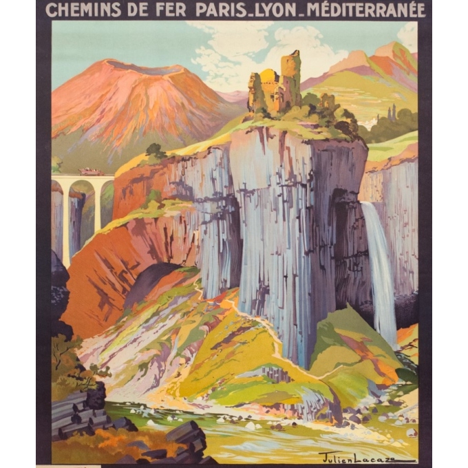 Affiche ancienne de voyage - Julien Lacaze - Circa 1920 - Le Vivarais Ardèche PLM - 106 par 76 cm - 2