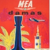 Vintage travel poster - Auriac - Circa 1960 - Damas Middle East Air Lines MEA - 31.5 by 20.9 inches - 2
