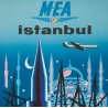 Affiche ancienne de voyage - Auriac - Circa 1960  - Istanbul Middle East Air Lines MEA - 80 par 53 cm - 2
