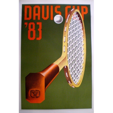 Affiche originale de la Coupe Davis de 1983. Elbé Paris.
