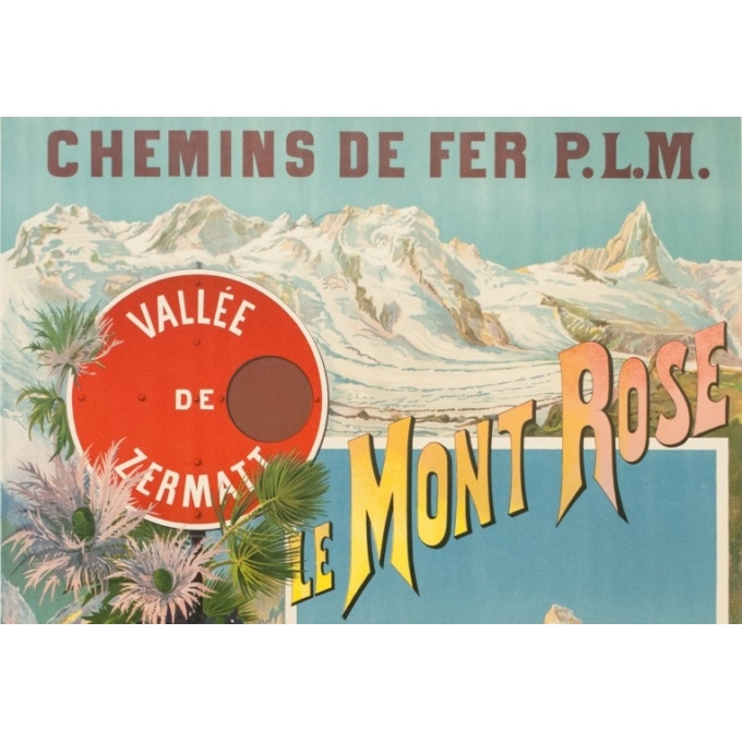 Affiche ancienne de voyage - Hugo d'Alési - Circa 1900 - Le Mont Rose Vallée De Zermatt - 106.5 par 74 cm - 2