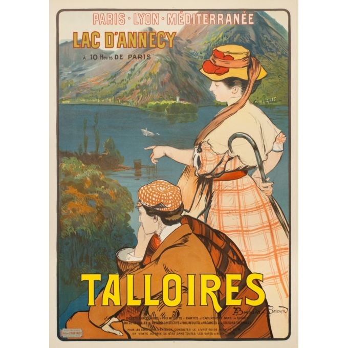 Affiche ancienne de voyage - A.Besnard - 1900 - Lac D'Annecy Talloires - 107 par 76 cm