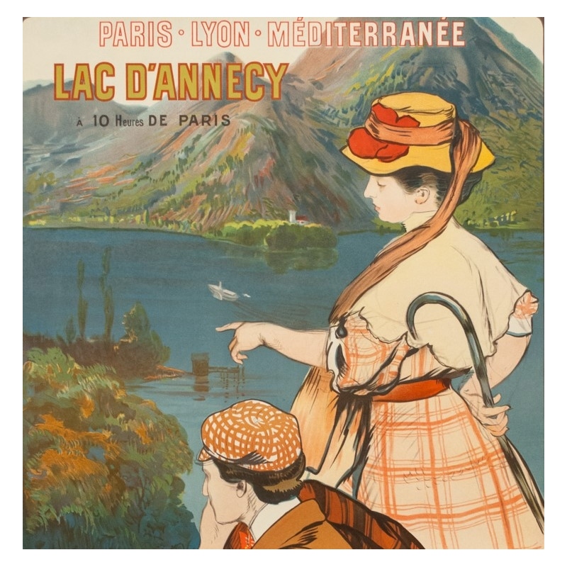 Vintage travel poster - A.Besnard - 1900 - Lac D'Annecy Talloires - 42.1 by 29.9 inches - 2