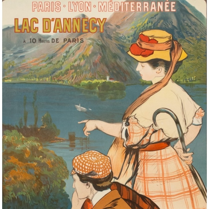 Affiche ancienne de voyage - A.Besnard - 1900 - Lac D'Annecy Talloires - 107 par 76 cm - 2