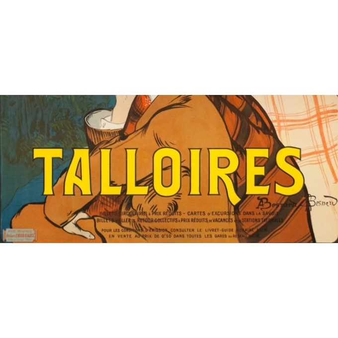 Affiche ancienne de voyage - A.Besnard - 1900 - Lac D'Annecy Talloires - 107 par 76 cm - 3
