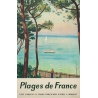 Affiche ancienne de voyage - d'après Marquet - Circa 1950 - Plages De France Bassin D'Arcachon - 99 par 63 cm