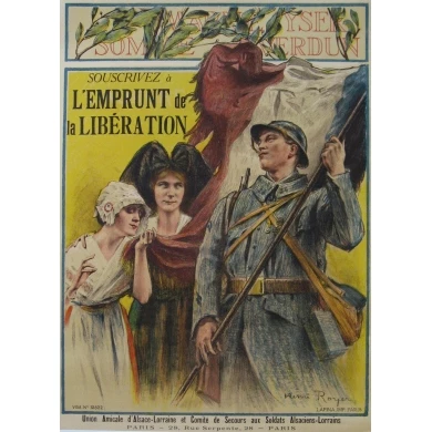 Affiche Souscrivez à l'emprunt de la libération Alsace-Lorraine. Elbé Paris.