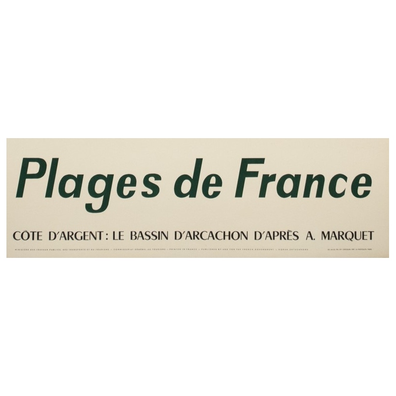 Affiche ancienne de voyage - d'après Marquet - Circa 1950 - Plages De France Bassin D'Arcachon - 99 par 63 cm - 3