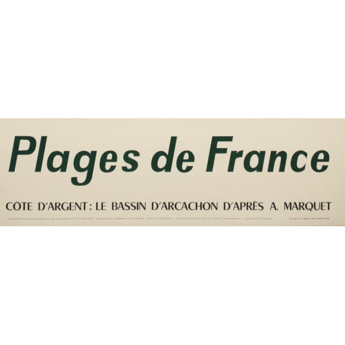 Vintage travel poster - d'après Marquet - Circa 1950 - Plages De France Bassin D'Arcachon - 39 by 24.8 inches - 3