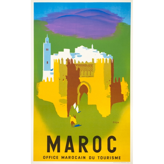 Affiche ancienne de voyage - Even - Circa 1950 - Maroc Office Marocain Du Tourisme - 101 par 62 cm