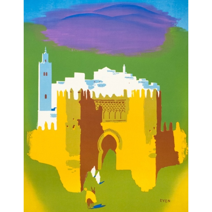 Affiche ancienne de voyage - Even - Circa 1950 - Maroc Office Marocain Du Tourisme - 101 par 62 cm - 2